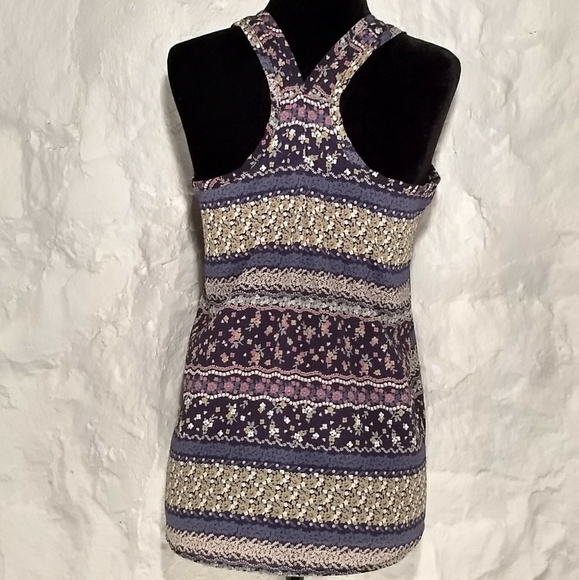 Bejewel floral striped racerback tank size S - Picture 3 of 7